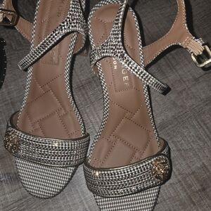 Kurt Geiger Black and White Houndstooth Sandals